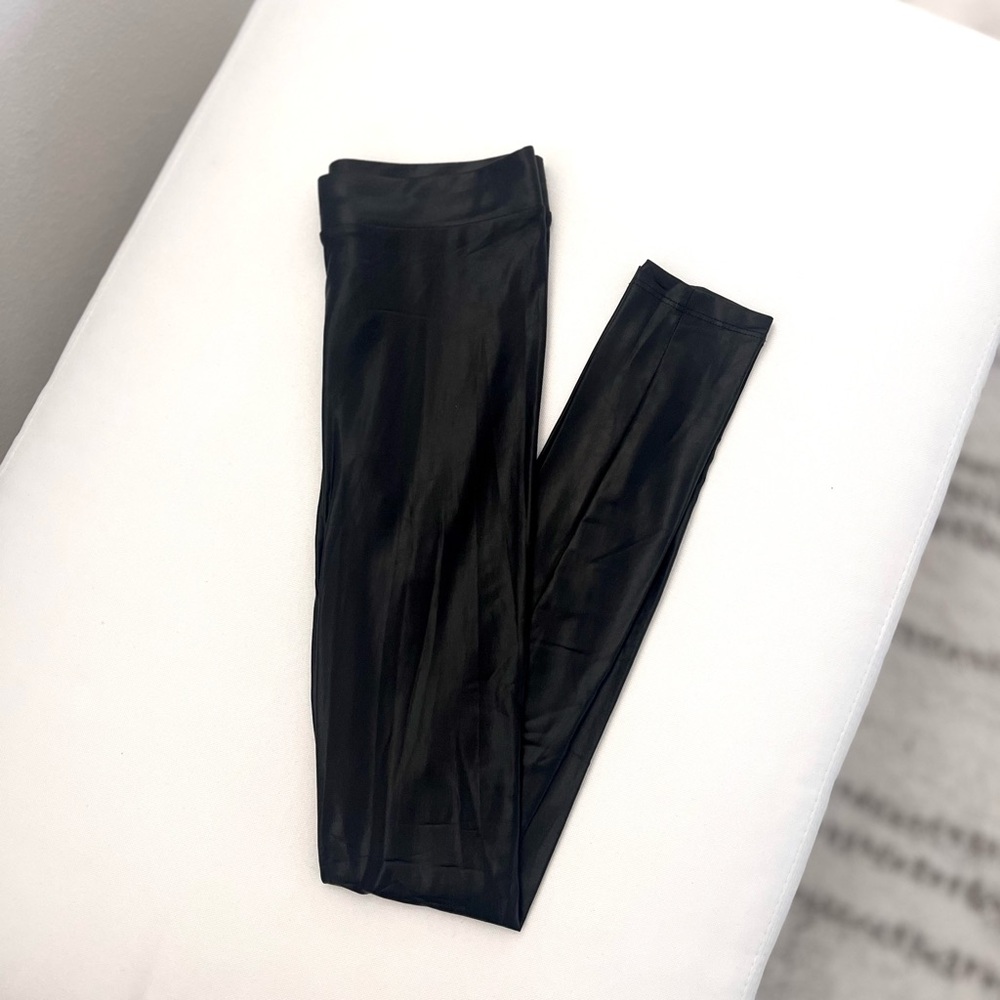 Bebe Black Leatherette Leggings in Size XS